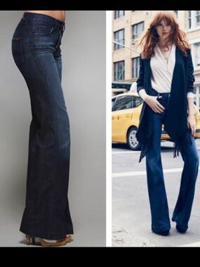 7 For All Mankind Ginger Dark Indigo Jeans Wide-leg/Flare/Trouser sz 32